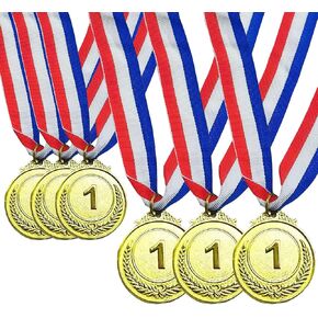 Gold Award Medals,6 Pcs Gold Medals for Awards,1st Place Metal Award Medals for Kids and Adults, 0lympic Style Winner Awards for Competitions/Sports Meeting/School Prizes/Tournaments