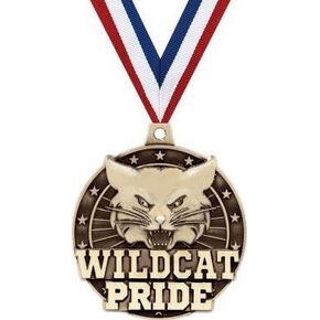 Crown Awards Gold Wildcat Pride Mascot Medals - 2" 3D Wildcats Mascot Award Medals with Neck Ribbon Prime