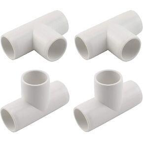 SDTC Tech 4-Pack 1 Inch 5 Way PVC Fitting Elbow Furniture Grade Pipe Connector for DIY PVC Shelf Garden Support Structure Storage Frame, White