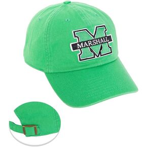 Marshall University Baseball Hat Thundering Herd MU Brimmed Embroirderd Hats Cap Adjustable Cloth Strap Adult (Style B) Green
