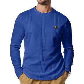 JMIERR Mens Casual Long Sleeve Knit Shirts Crew Neck Collar Pullover Sweatshirt