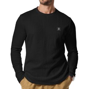 JMIERR Mens Casual Long Sleeve Knit Shirts Crew Neck Collar Pullover Sweatshirt