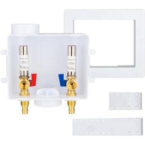 EFIELD Universal Washing Machine Outlet Box, 1/2-inch Pex Crimp Inlet x 3/4 inch MHT Outlet Connection, Center Drain