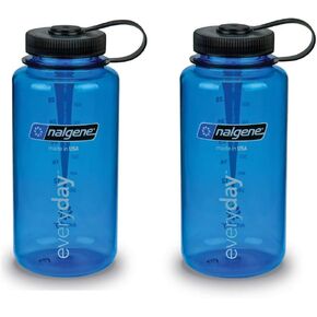 Nalgene Tritan 32 Ounce Wide Mouth Bottle Set of 2 (Slate Blue w/Black)