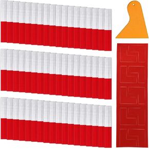 60 Pcs Reflective Tape 2" × 12", Red/White Reflective Stickers with Scraper, Waterproof Safety Caution Warning Trailer Reflector, Dot Reflective Tape for Trailers, Cars, Trucks, RVs, Boats, Road Signs
