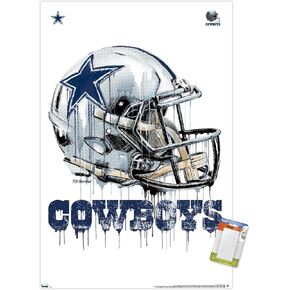 Trends International NFL Dallas Cowboys - Drip Helmet 20 Wall Poster, 14.725" x 22.375", Premium Poster & Mount Bundle