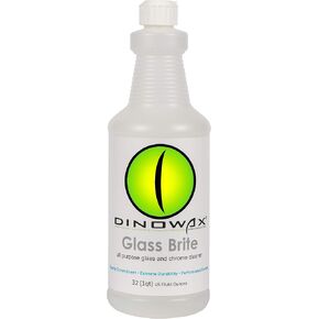 Dinowax- Glass Brite - Auto Glass and Chrome Cleaner - For Detailing Windshields and Windows - Non-Streaking Concentrate - Professional Grade (32 Oz)