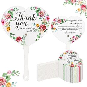 NOWDER 60 Pcs Wedding Hand Fans Bulk Plastic handheld Fans Thank You for Celebrating with Us Bride Bridesmaid Favors Guest Gift for Bridal Wedding Baby Shower Party (Rose)