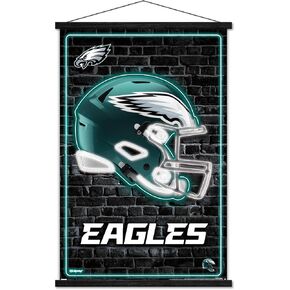 Trends International NFL Philadelphia Eagles - Neon Helmet 23 Wall Poster, 22.37" x 34.00", Print and Black Hanger Bundle