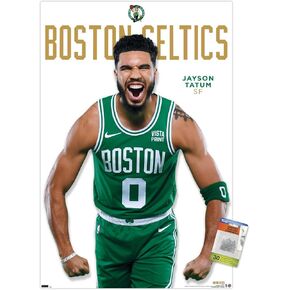 Trends International NBA Boston Celtics - Jayson Tatum Feature Series 23 Wall Poster, 22.37" x 34.00", Poster & Push Pin Bundle