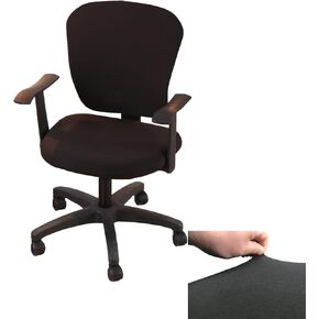 Office Chair Covers Stretchable Split 2 Piece Stretch Jacquard Office Desk Chair Seat Covers Removable Washable Anti-dust Chair Protectors Covers, Black