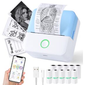 Thermal Mini Printer, Portable Inkless Sticker Maker, Bluetooth Printer for Phone, Wireless Label Printer with Tape, Free Cut Small Pocket Printer for Notes&Children DIY, Compatible with iOS&Android