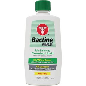 Bactine MAX Pain Relieving Cleansing Liquid with 4% Lidocaine, 4 Ounce (Pack of 3)