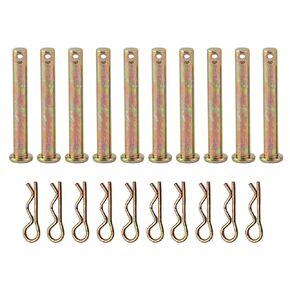 10 Pieces Carbon Steel Single Hole Clevis Pin with R Shaped Spring Cotter Pin Flat Head Single Hole Clevis Pins M8 Clevis Pin for Mower Tractor Fastener Hardware, 6mm x 45mm