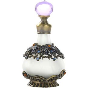 25ml Decorative Perfume Bottle Vintage Crystal Flower Refillable Glass Essence Bottle Victorian Decorative Bottle, CYJS4008, Bronze