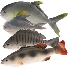 Gresorth 4 PCS Fake Fish Decoration Artificial Hanging Pomfret Snapper Sea bass Display Food Model Lifelike for Home Kitchen Shop Hotel Restaurant