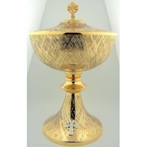 Big 9 1/2" Church Chapel Gold Gilded Priest Celtic Cross Chalice Host Ciborium Ciboria