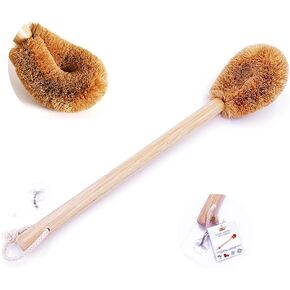 Updated Modern Version Toilet Bowl Brush, Natural Coconut Fiber Brush Head and Beechwood Handle for Bathroom Toilet - Sturdy, Deep Cleaning, Eco-Friendly, Toilet Cleaning Brush with Hanging Hook
