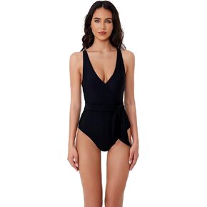 Megan - Women's One Piece Swimsuit with V-Neck and Wraparound Waist Tie, Bathing Suits for Women