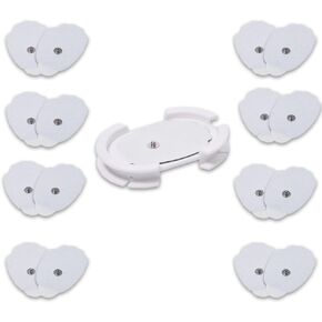 Tens Unit Pads Patches Holder with Extra Replacement Reusable Electrodes 8 Pairs Stick-on Snap on Pads 510(k) Cleared for TechCare Massagers iRest Massager Unimed Massager Tens Machine Device