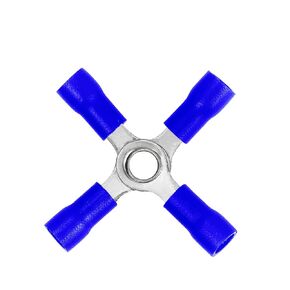 Conext Link 10 Wire Crimp 4 Way X Ring Butt Connector Terminal Vinyl Blue 16-14 awg Gauge GA （18255）