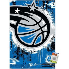 Trends International NBA Orlando Magic - Maximalist Logo 23 Wall Poster, 22.37" x 34.00", Poster & Push Pin Bundle