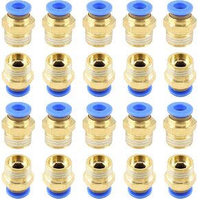 20 PCS Male Straight Push to Connect Fittings, 6mm Tube OD x 1/4" NPT Thread, Pneumatic Connectors Air Line Fittings