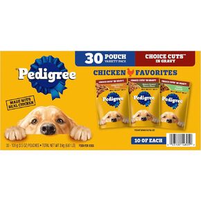 Pedigree Choice Cuts in Gravy Adult Soft Wet Dog Food Variety Pack, 3.5 oz Pouches, 30 Count