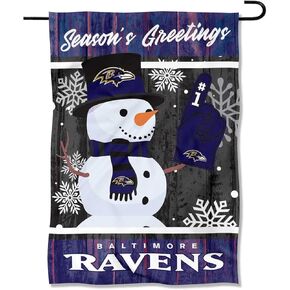 Baltimore Ravens Holiday Winter Snow Garden Flag Double Sided Banner