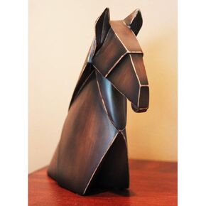 Seraphic Decorative Horse Head Bust Statues for Bookshelves or Home Decor, Set of 2, Brown