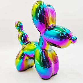 Electroplating Ceramics Balloon Dog Statue Crafts Living Room Desktop Decorations,Handmade Modern Small Ceramic Animal Statue Ornament Home Decor Accents (Pink, 4.3 Inch)