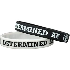 Silicone Wristbands with Custom Motivational Sayings - Perfect for Marathons, Triathlons, or Any Athletic Event. (Black and White 2-Pack)