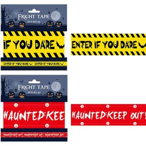 2 قطعة من أشرطة تحذير الهالوين، شريط أمان تحذيري للهالوين، شريط تحذيري أصفر وأحمر، أدخل إذا كنت تجرؤ على شريط لعلامات تحذير حفلات الهالوين، لوازم الديكور الداخلي (30 قدم) in Kuwait