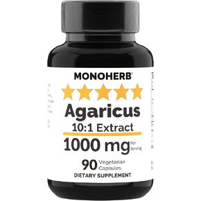 Agaricus Mushroom Extract 1000 mg - 90 Vegetarian Capsules