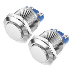 uxcell Latching Metal Push Button Switch 19mm Mounting Dia 1NO Blue LED Light, Flat Head, 2pcs