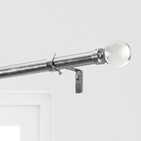 HPD Half Price Drapes Curtain Rod Set For Window 52 to 144 inch Extendable 100% Metal Glass Sphere, HDW-LTF3522N-52-144, Nickel
