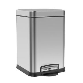Ruacq Small Bathroom Trash Can with Lid Soft Close,Step Pedal, 1.6 Gallon/6 Liter Bathroom Garbage can with Removable Inner Bucket,Stainless Steel Trash Bin,Anti-Fingerprint Finish (Brushed Nickel)