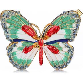 ELLDOO Mini Butterfly Trinket Box, Butterfly Figurine Vintage Metal Enameled Hinged Decorative Box Ring Earrings Jewelry Organizer Gift Box for Women Girls