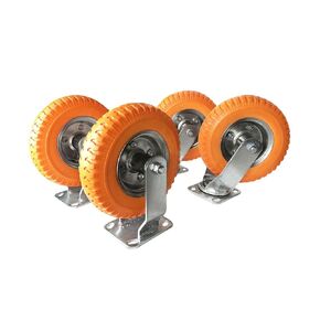 4-Pack of 8" Large Flat Free Casters (2 Swivel and 2 Fixed)
