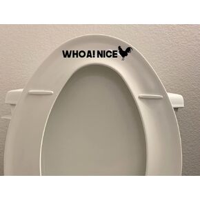 x3 Whoa Nice Rooster Sticker Decal - Vinyl Toilet Seat Funny Rooster 5" - Black