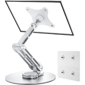 75mm VESA Mount Monitor Stand - Silver Foldable Small Monitor Stand for 15.6" 16" 17" 17.3" 18" 18.5" inch Portable Monitor Stand Lay Flat support VESA 75*75mm