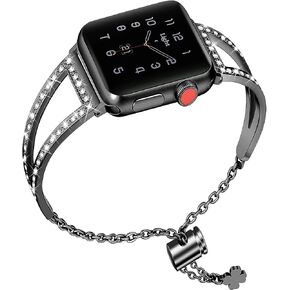 NINKI Bling Slim Band Compatible Apple Watch Series 8 Band Women,Metal Jewelry Diamond Rhinestone Wristband Adjustable Strap Replacement Bands for Apple Watch Series 7 Band 38/40/41 mm for iWatch Band
