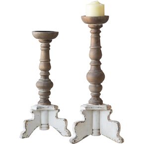 Floor Candle Holders Tall Set of 2, Candle Holders for Pillar Candles, Wood Handcrafted Rustic Candle Holder, Large Decorative Candles for Wedding Home Party, Farmhouse Pillar Candle Stand