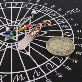 Metaphysical Pendulum Chart Mat with a Pendulum Necklace and Yes or NO Coin,Healing Stone Energy Generator for Divination, Protection, Energy Healing Balancing Meditation Decor,A Mystic Energy Gift