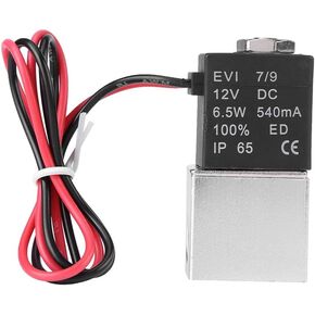 Solenoid Air Valve, 2V025-1/4-12VDC 2 Way Normally Closed Electric Solenoid Air Valve 1/4" NPT Female Port Pneumatic Aluminum Valve