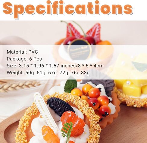 6Pcs Artificial Simulation Fake Cake Cupcakes Model, 3 inch Fake Pie Pastries Muffins Desserts, Realistic Faux Cake Food Props Fits for Photography Kitchen Home Wedding Display Bakery Party Decoration in Saudi Arabia