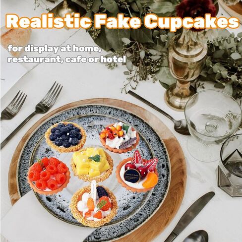 6Pcs Artificial Simulation Fake Cake Cupcakes Model, 3 inch Fake Pie Pastries Muffins Desserts, Realistic Faux Cake Food Props Fits for Photography Kitchen Home Wedding Display Bakery Party Decoration in Saudi Arabia