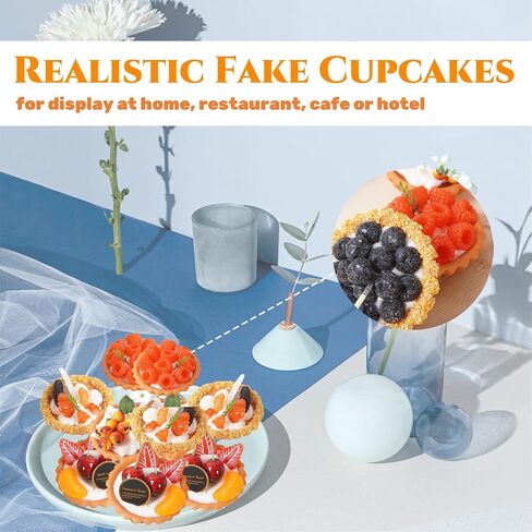 6Pcs Artificial Simulation Fake Cake Cupcakes Model, 3 inch Fake Pie Pastries Muffins Desserts, Realistic Faux Cake Food Props Fits for Photography Kitchen Home Wedding Display Bakery Party Decoration in Saudi Arabia
