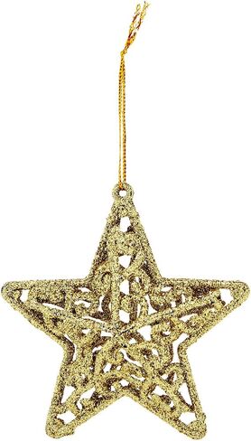 Juvale 3D Glitter Gold Star Christmas Tree Ornaments, Holiday Decorations (12 Pack) in Saudi Arabia