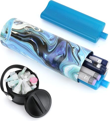YOUSHARES 24H Insulin Cooler Bottle Insulin Pen Cooler Travel Case 1-5 Pens, Medication Cooler for Travel with TSA Approved Ice Pack, Portable Diabetes Travel Case for Long Trip and Daily (Blue) in Saudi Arabia